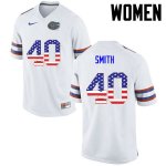 Women's Florida Gators #40 Nick Smith NCAA Nike White USA Flag Fashion Authentic Stitched College Football Jersey KKA8862AY